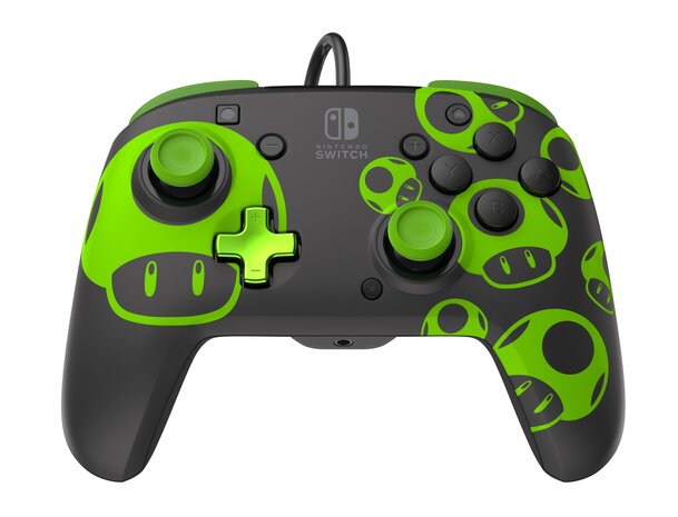 PDP Gaming Rematch Wired Controller - 1-Up Mushroom Glow in the Dark