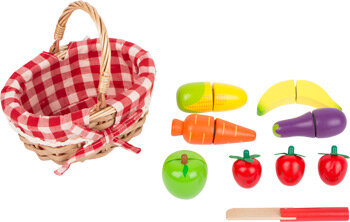 Houten Picknickmand met Snij Fruit, 15dlg.