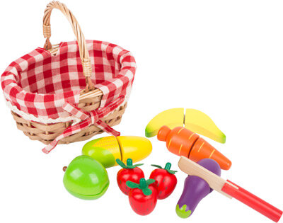 Houten Picknickmand met Snij Fruit, 15dlg.