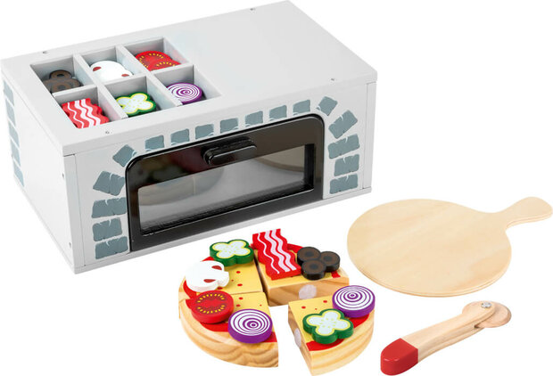 Houten Speeleten Pizza-oven Set, 25dlg.