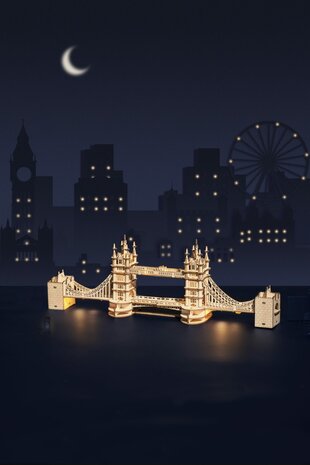 3D Houten Puzzel Tower Bridge incl. verlichting Robotime, 36×7,5×11,1cm