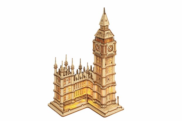 3D Houten Puzzel Big Ben incl. verlichting Robotime 10,7×10,1×19,1cm