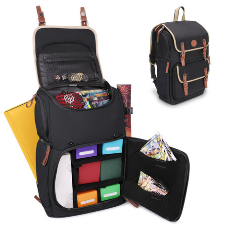 Designer Edition Full Size Trading Card Storage Box Backpack - Black