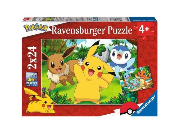 Puzzel 2x24 stukjes Pokemon Pikachu en zijn vrienden