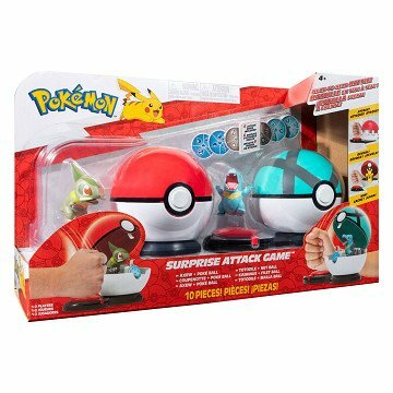 Pokémon Surprise Attack Game Speelset - Axew Poke Ball Vs Totodile Net Ball