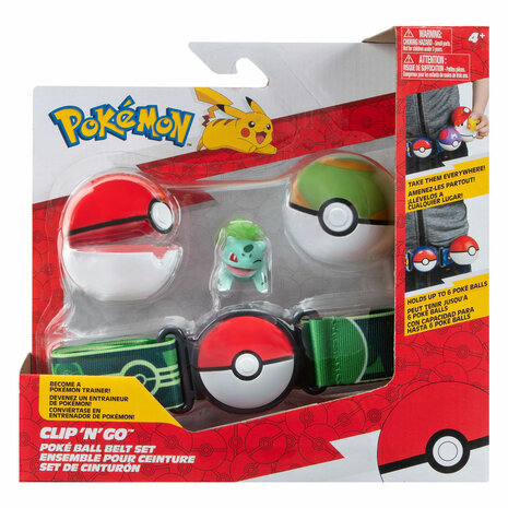 Pokémon Clip 'N' Go Poke Ball met Riem Speelset, 4dlg