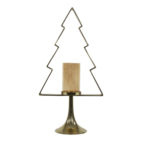 Kerstboom Aurum met windlicht alu goud met goud glas 70cm