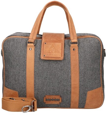 John - Tweed Laptoptas Grijs/Bruin