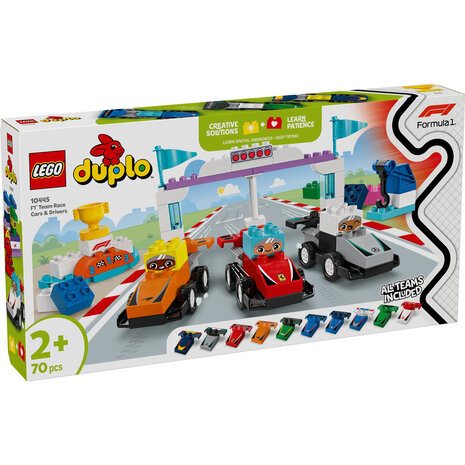 LEGO DUPLO F1 team racewagens en coureurs